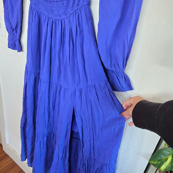 Size S – Cobalt Blue Renaissance Cottagecore Maxi Dress by Zesica - Picture 4 of 5